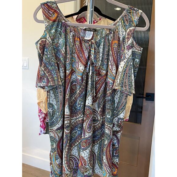 STAR VIXEN Multicolor Paisley‎ Women’s 2X Cold Shoulder Blouse - Picture 1 of 16